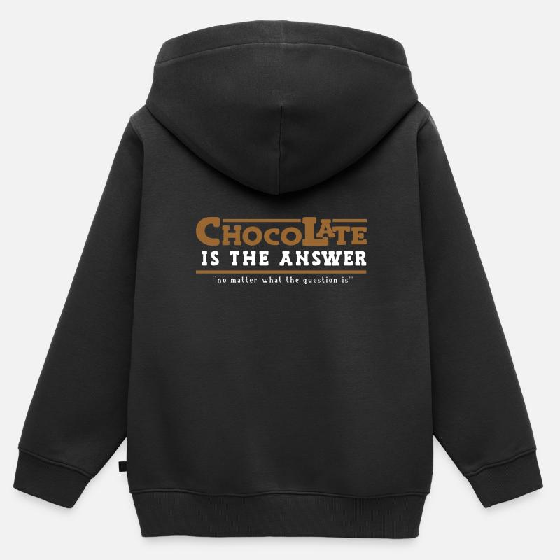 Le chocolat est la réponse - Sweat Premium à capuche zippé enfant bio - noir