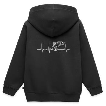 Saumon - Sweat Premium à capuche zippé enfant bio - noir - Dos - AI Model Kid Male (0cm)