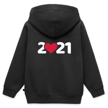 2021 - Kinder Premium Organic Zip Hoodie - Schwarz - Hinten - AI Model Kid Male (0cm)