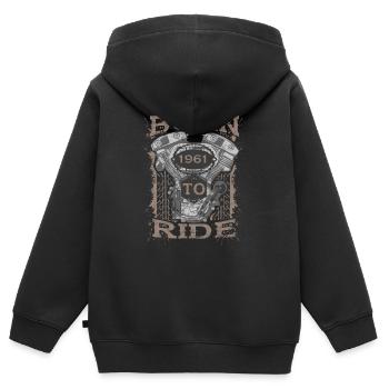 Born to Ride motorcycle biker 1961 - Kinder Premium Organic Zip Hoodie - Schwarz - Hinten - AI Model Kid Male (0cm)