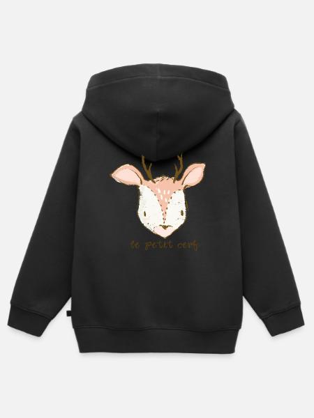 le petit cerf - Kinder Premium Organic Zip Hoodie - Schwarz