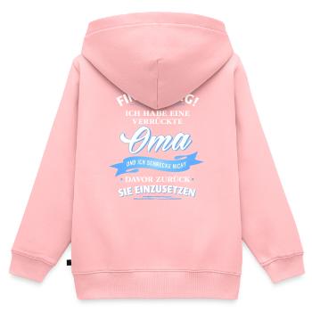 Finger weg! verrückte Oma Verwandte Familie Kinder - Kinder Premium Organic Zip Hoodie - Rosa - Hinten - AI Model Kid Female (0cm)
