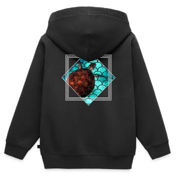 Schildkröte - Kinder Premium Organic Zip Hoodie - Schwarz - Hinten - AI Model Kid Male (0cm)