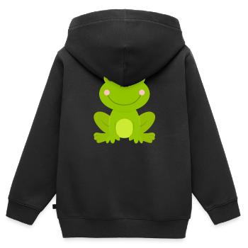 Grenouille - Sweat Premium à capuche zippé enfant bio - noir - Dos - AI Model Kid Male (0cm)