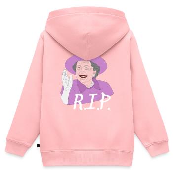 R.I.P. Queen Elizabeth - Kinder Premium Organic Zip Hoodie - Rosa - Hinten - AI Model Kid Female (0cm)