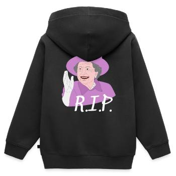 R.I.P. Queen Elizabeth - Kinder Premium Organic Zip Hoodie - Schwarz - Hinten - AI Model Kid Male (0cm)