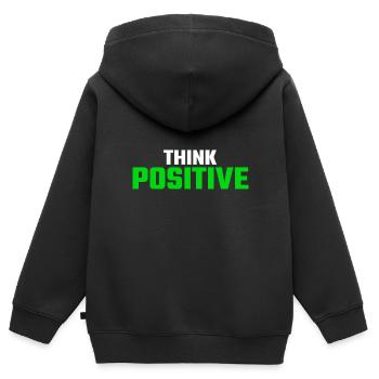 Think positive - Kids Premium Organic Zip-up Hoodie - black - Back - AI Model Kid Male (0cm)