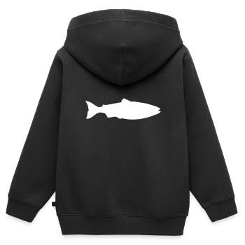 Saumon - Sweat Premium à capuche zippé enfant bio - noir - Dos - AI Model Kid Male (0cm)
