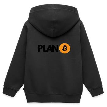 PLAN Bitcoin B - Kinder Premium Organic Zip Hoodie - Schwarz - Hinten - AI Model Kid Male (0cm)