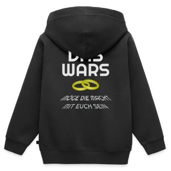 das wars - Kinder Premium Organic Zip Hoodie - Schwarz - Hinten - AI Model Kid Male (0cm)