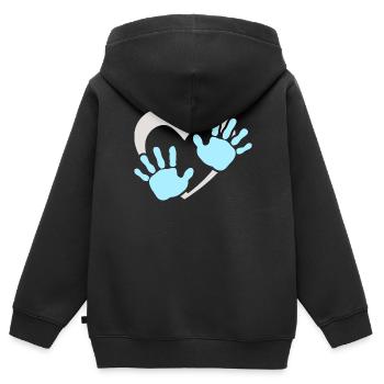 Empreinte de main de cœur de bébé - Sweat Premium à capuche zippé enfant bio - noir - Dos - AI Model Kid Male (0cm)