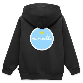 Marseille étoile Football Foot - Sweat Premium à capuche zippé enfant bio - noir - Dos - AI Model Kid Male (0cm)