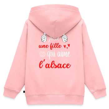 juste une fille qui aime l'alsace - Sweat Premium à capuche zippé enfant bio - rose - Dos - AI Model Kid Female (0cm)