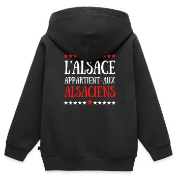 l'alsace appartient aux alsaciens - Sweat Premium à capuche zippé enfant bio - noir - Dos - AI Model Kid Male (0cm)