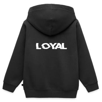 Loyalty | Loyalität | Loyal - Kinder Premium Organic Zip Hoodie - Schwarz - Hinten - AI Model Kid Male (0cm)