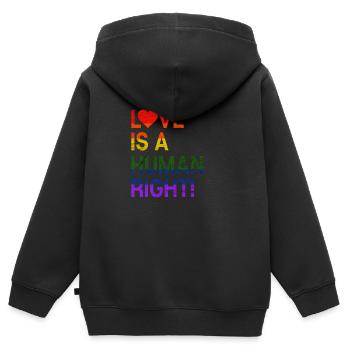 Liebe ist ein menschliches Recht - Kinder Premium Organic Zip Hoodie - Schwarz - Hinten - AI Model Kid Male (0cm)
