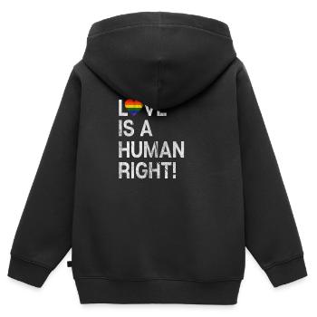 Liebe ist ein menschliches Recht - Kinder Premium Organic Zip Hoodie - Schwarz - Hinten - AI Model Kid Male (0cm)