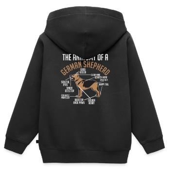 Anatomie berger allemand - Sweat Premium à capuche zippé enfant bio - noir - Dos - AI Model Kid Male (0cm)