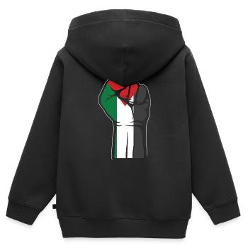 Palästina Faust Geschenk Gaza Streifen Patriot - Kinder Premium Organic Zip Hoodie - Schwarz - Hinten - AI Model Kid Male (0cm)