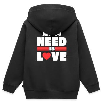 Alles was ich brauch Geschenk Valentinstag Liebe - Kinder Premium Organic Zip Hoodie - Schwarz - Hinten - AI Model Kid Male (0cm)