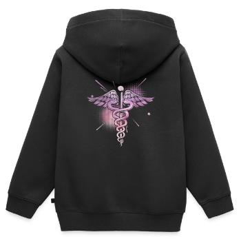Krankenschwester Symbol medizinisch Medizin Arzt - Kinder Premium Organic Zip Hoodie - Schwarz - Hinten - AI Model Kid Male (0cm)