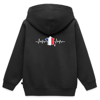 France - Sweat Premium à capuche zippé enfant bio - noir - Dos - AI Model Kid Male (0cm)