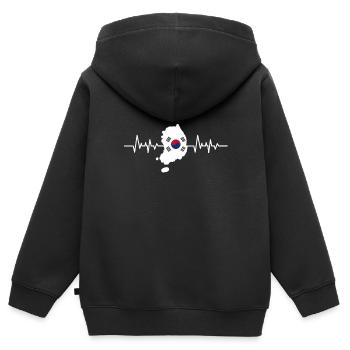 Korea - Kinder Premium Organic Zip Hoodie - Schwarz - Hinten - AI Model Kid Male (0cm)