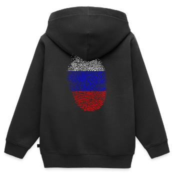 Russie - Sweat Premium à capuche zippé enfant bio - noir - Dos - AI Model Kid Male (0cm)