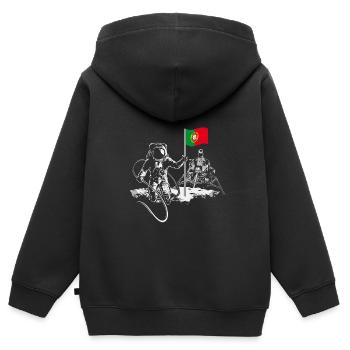 Portugal - Kinder Premium Organic Zip Hoodie - Schwarz - Hinten - AI Model Kid Male (0cm)