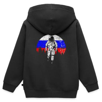 Russie - Sweat Premium à capuche zippé enfant bio - noir - Dos - AI Model Kid Male (0cm)