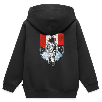 Astronaut mit Flagge von Kanada im Weltraum - Kinder Premium Organic Zip Hoodie - Schwarz - Hinten - AI Model Kid Male (0cm)