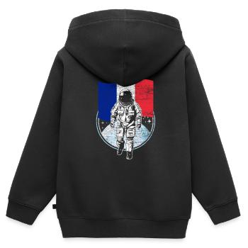 Frankreich Flagge im Weltraum Astronaut Mond - Kinder Premium Organic Zip Hoodie - Schwarz - Hinten - AI Model Kid Male (0cm)