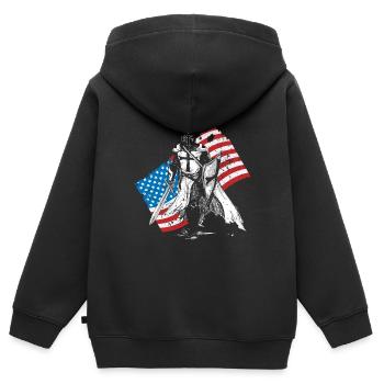 Ritter Kreuzritter Amerika USA Flagge Jerusalem - Kinder Premium Organic Zip Hoodie - Schwarz - Hinten - AI Model Kid Male (0cm)