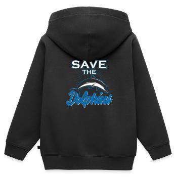 Rettet die Delphine Klimawandel Ozean Meer Tiere - Kinder Premium Organic Zip Hoodie - Schwarz - Hinten - AI Model Kid Male (0cm)