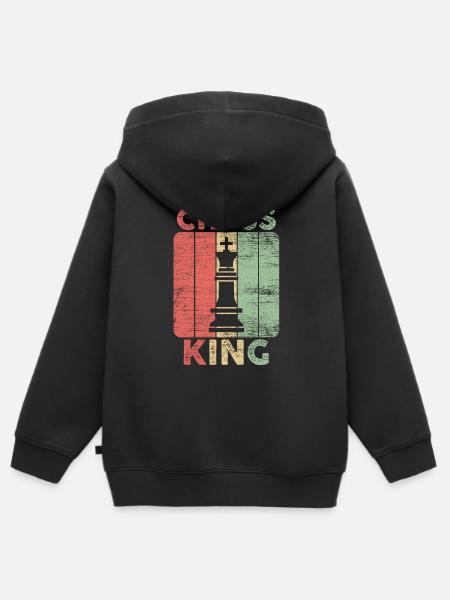 Chess King Chess Mat Gift Idea - Kids Premium Organic Zip-up Hoodie - black