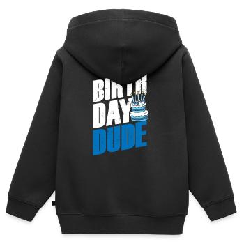 Idée de cadeau d'anniversaire - Sweat Premium à capuche zippé enfant bio - noir - Dos - AI Model Kid Male (0cm)