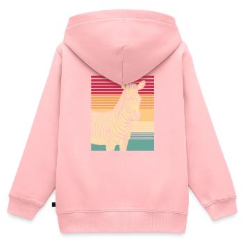 Zebra Retro cadeau animal nature safari bandes. - Sweat Premium à capuche zippé enfant bio - rose - Dos - AI Model Kid Female (0cm)