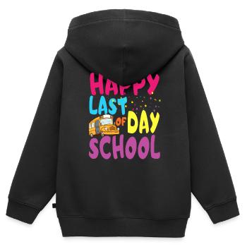 Joyeux dernier jour d'école - Sweat Premium à capuche zippé enfant bio - noir - Dos - AI Model Kid Male (0cm)