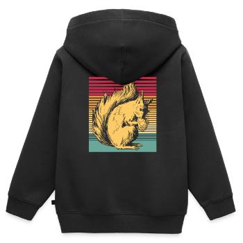 Retro Einhörnchen niedliches Tier Geschenk Nüsse - Kinder Premium Organic Zip Hoodie - Schwarz - Hinten - AI Model Kid Male (0cm)