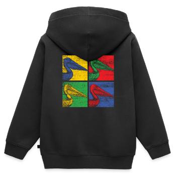 Pelikan Seevogel Wasservogel Meer Fisch Strand - Kinder Premium Organic Zip Hoodie - Schwarz - Hinten - AI Model Kid Male (0cm)