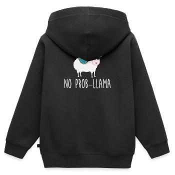 No Prob LLama - Kinder Premium Organic Zip Hoodie - Schwarz - Hinten - AI Model Kid Male (0cm)