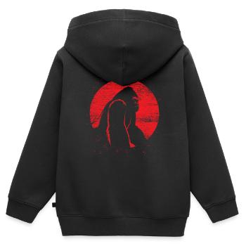 Singe Gorilla Moon Primate Animal cadeau - Sweat Premium à capuche zippé enfant bio - noir - Dos - AI Model Kid Male (0cm)