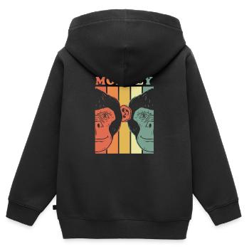 Rétro singe primate gorille cadeau animal vintage - Sweat Premium à capuche zippé enfant bio - noir - Dos - AI Model Kid Male (0cm)