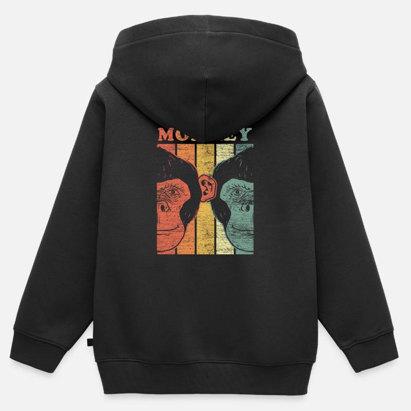 Cadeau de banane de singe mange la faim douce jaune - Sweat Premium à capuche zippé enfant bio - noir
