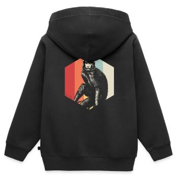 Singe, primate, gorille, chimpanzee, zoo, animal, parc animal - Sweat Premium à capuche zippé enfant bio - noir - Dos - AI Model Kid Male (0cm)