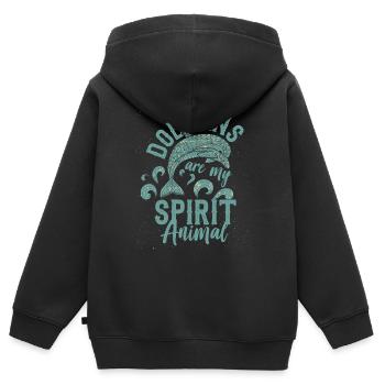 Créatures marines de baleine de dauphin - Sweat Premium à capuche zippé enfant bio - noir - Dos - AI Model Kid Male (0cm)