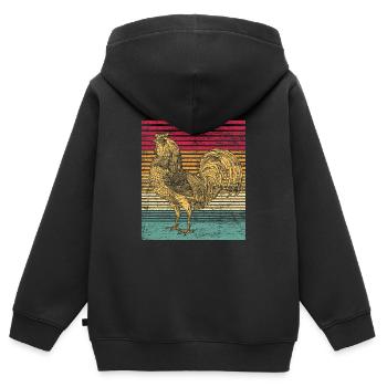 Poulet coq poule maison oiseau animal cadeau vintage - Sweat Premium à capuche zippé enfant bio - noir - Dos - AI Model Kid Male (0cm)