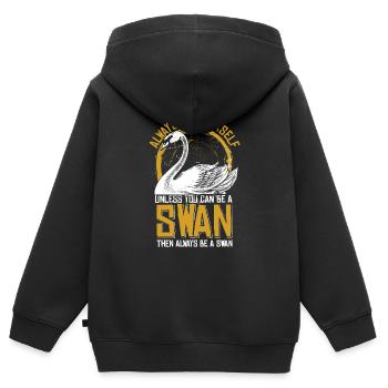cygne cygne cygne animaux nature lac cadeau - Sweat Premium à capuche zippé enfant bio - noir - Dos - AI Model Kid Male (0cm)