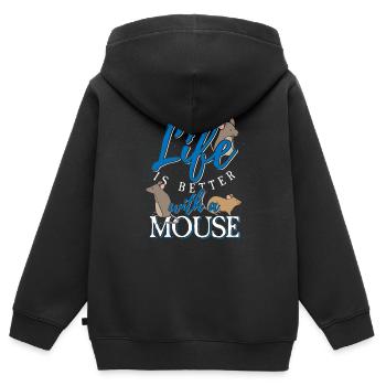 Souris animal de compagnie rat animal nature cadeau rongeur - Sweat Premium à capuche zippé enfant bio - noir - Dos - AI Model Kid Male (0cm)