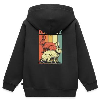 Lapin oreille pop art cadeau pâques animal rebond amusement - Sweat Premium à capuche zippé enfant bio - noir - Dos - AI Model Kid Male (0cm)